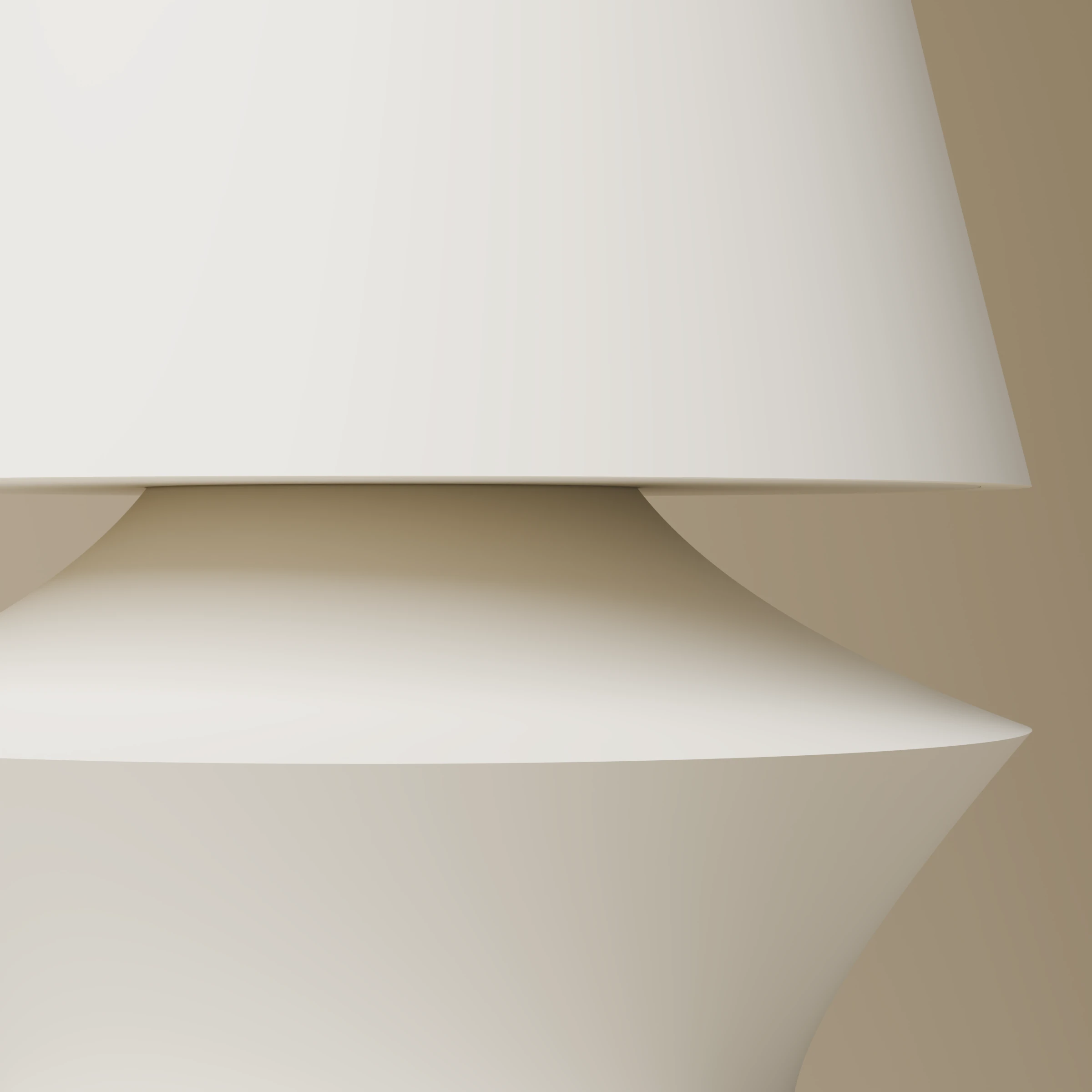 Close-up of the Staccato Cream shade edge and sculpted base, with the table hidden.